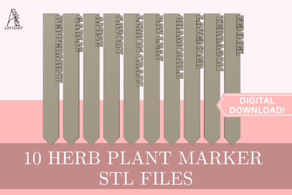 10 Herb Garden Markers Vol 2 STL Files: Expand Your Set