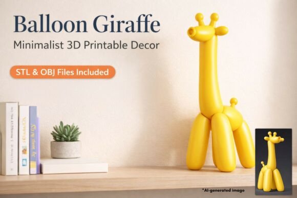 Balloon Giraffe Sculpture: A Modern 3D Printable Decor Solution
