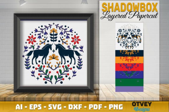 Evaluating the Horse Folk Art Scandinavian Shadow Box Digital Design
