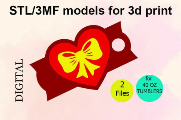 Heart Bow 40 OZ Tumbler Topper: Evaluating STL and 3MF Files for Custom Drinkware