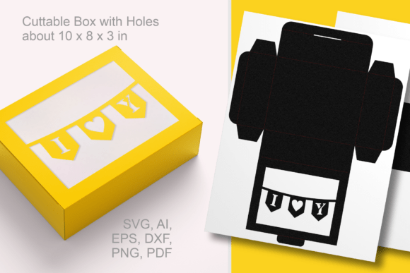 I♥Y Banner Rectangular Window Favor Box Template