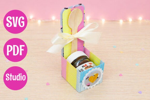 Nutella Jar Gift Box with Spoon Holder Template