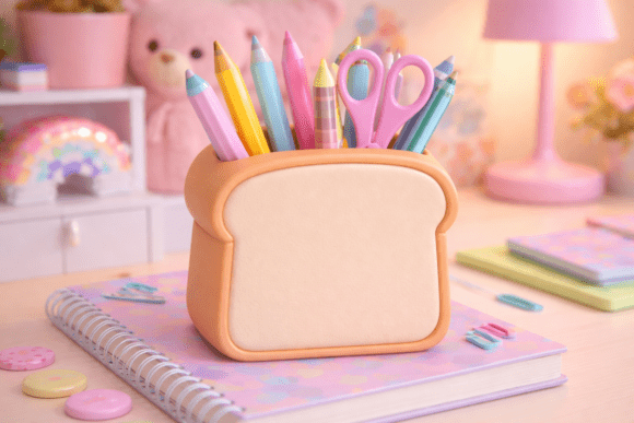 Toast Pen Holder STL: Functional Bread Desk Decor