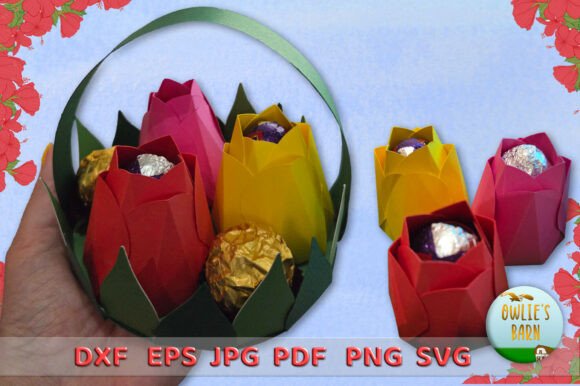 Tulips in Basket - Chocolate Boxes: A Versatile Digital Design for Spring Gifting